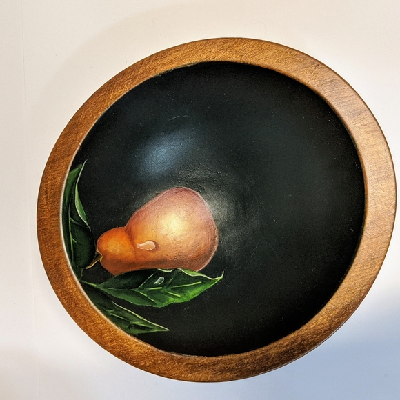 Wooden bowls, small (5) hand painted, signed - Picture 7 of 10